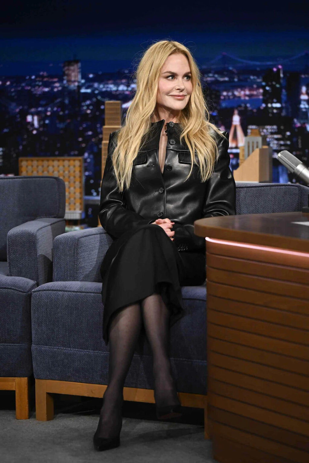 Nicole Kidman Goes Bold in a Plunging Leather Jacket for Latest Appearance Yahoo entertainment home