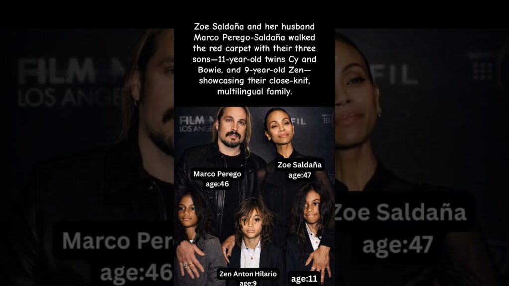 Zoe Saldaña & Husband Stun with Their 3 Kids on the Red Carpet! #zoesaldana #shorts
