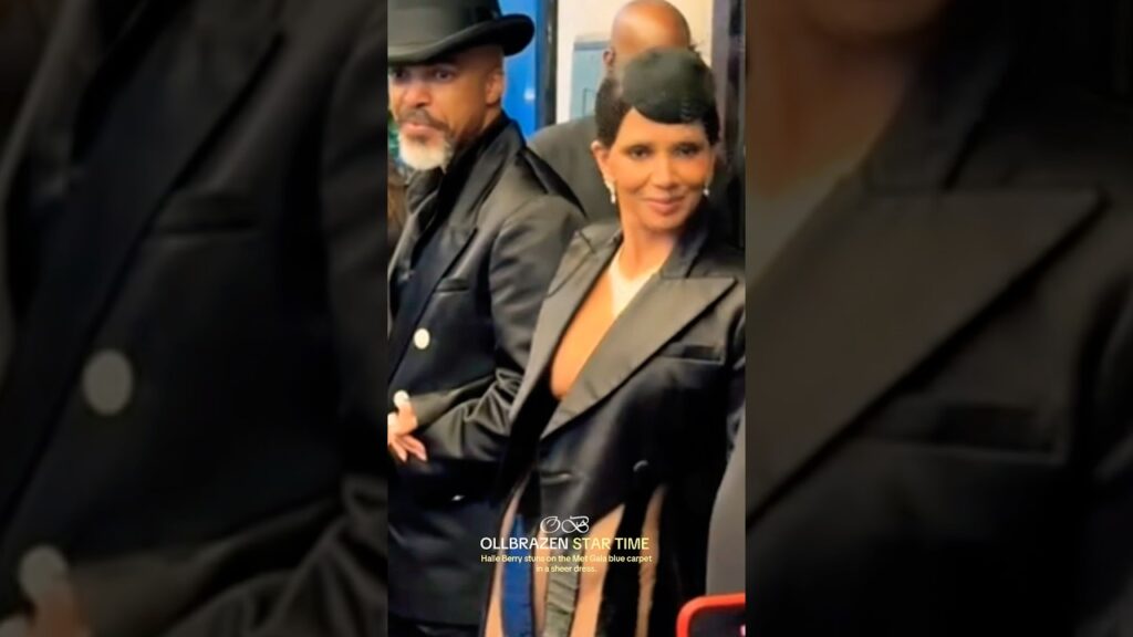 Halle Berry stuns on the Met Gala blue carpet in a sheer dress. 😍♥️ #HalleBerry