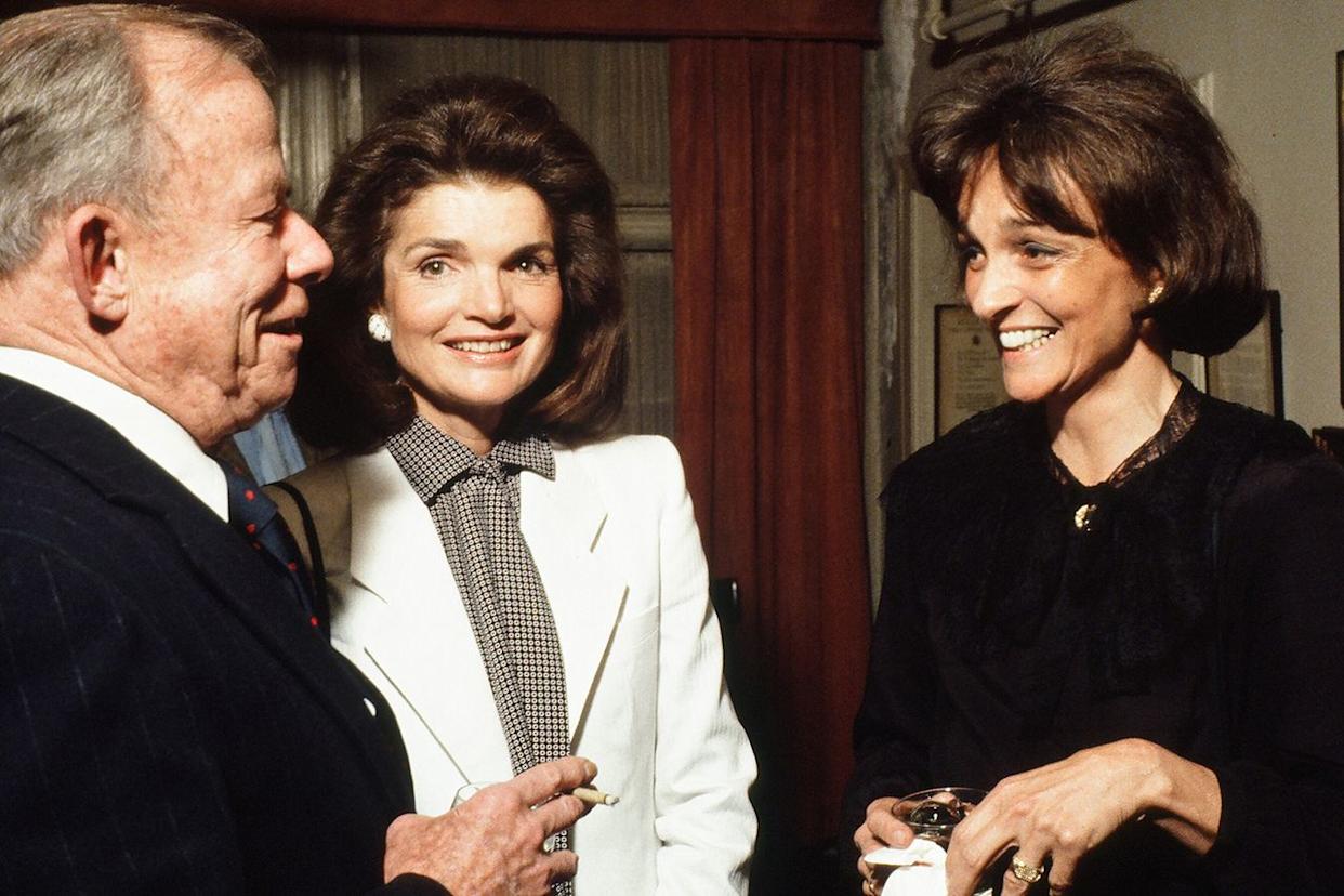 Jacqueline Kennedy Onassis (left) with her sister Nina Auchincloss Straight (left) in New York City, circa 1981Credit: Robert R McElroy/Getty