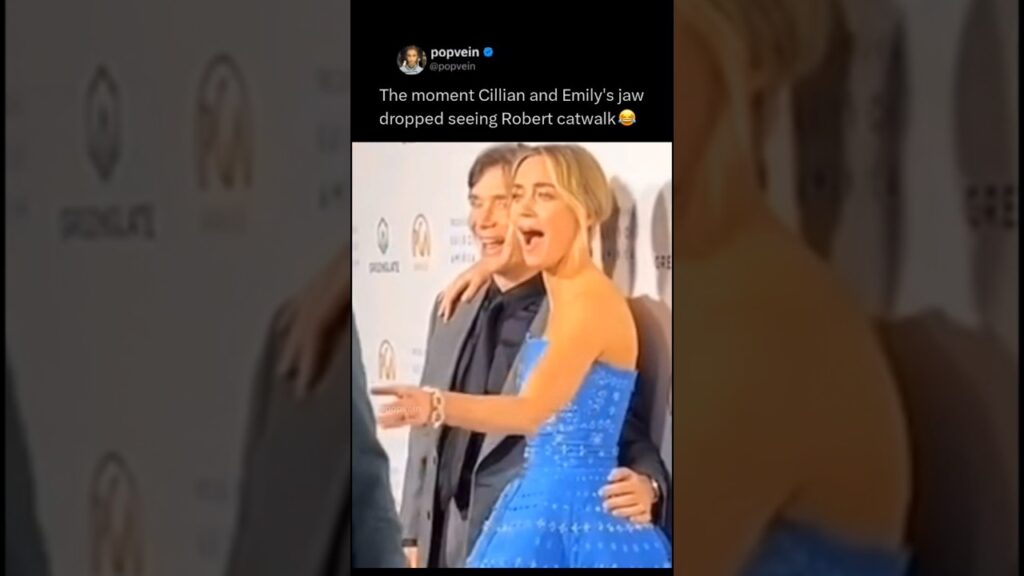 The moment Cillian Murphy and Emily Blunt’s jaw dropped seeing Robert Downey Jr cat walk π The moment Cillian Murphy and Emily Blunt's jaw dropped seeing Robert Downey Jr cat walk π