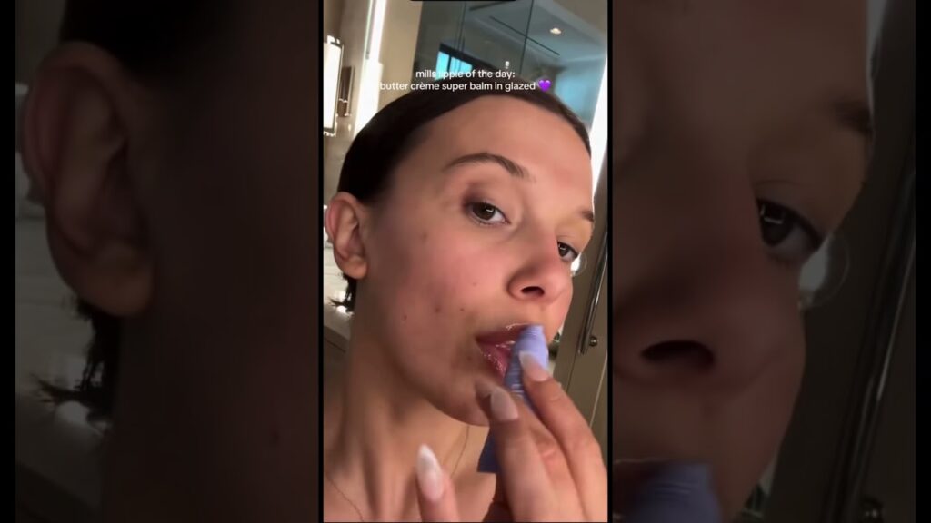 Millie applying florencebymills 😁😁 #milliebobby #fyp