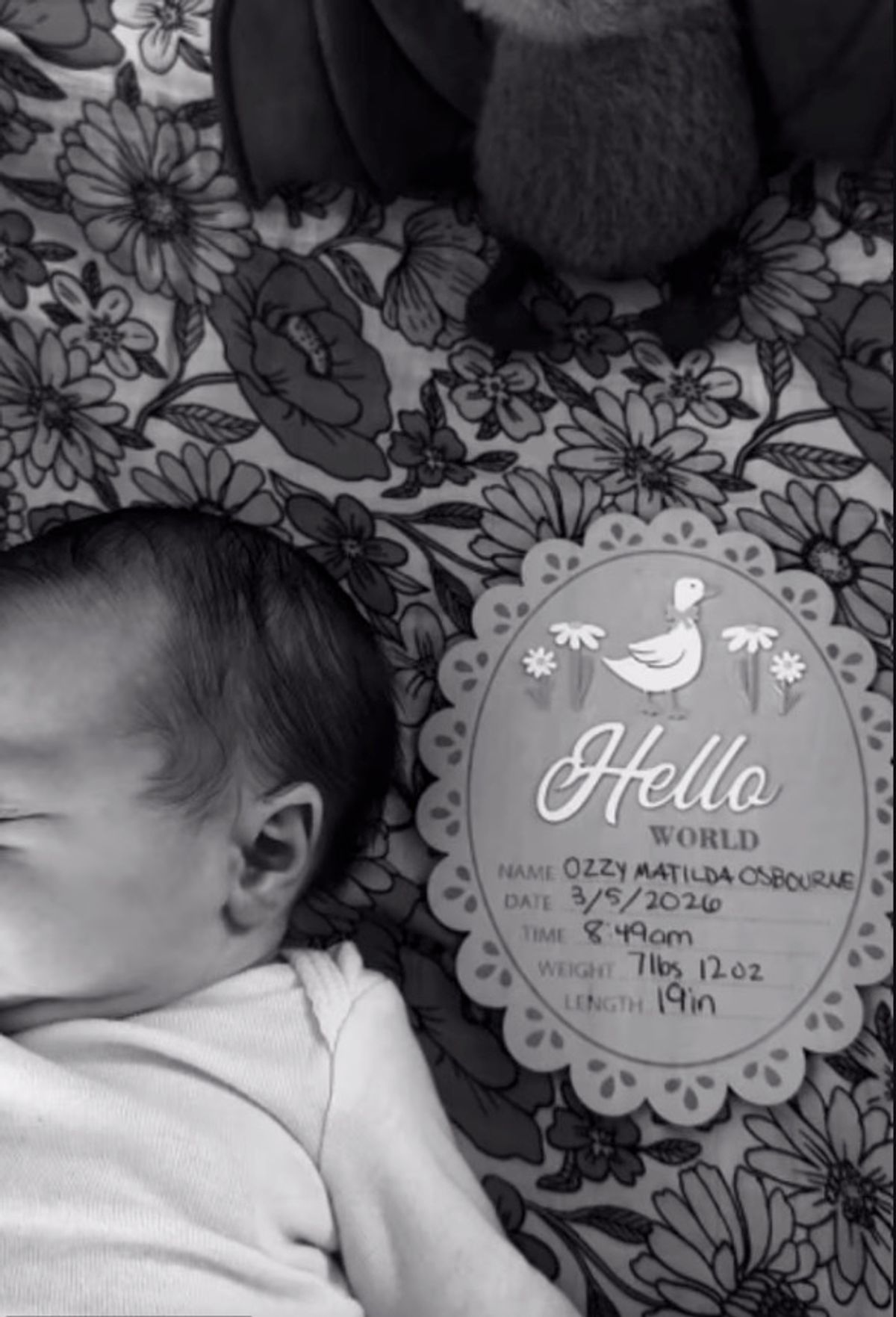 Jack and Aree named their baby Ozzy Matilda Osbourne