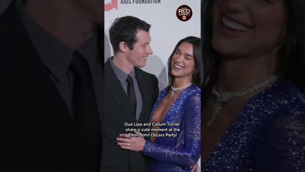 Dua Lipa and Callum Turner share a cute moment at the Elton John Oscars Party!