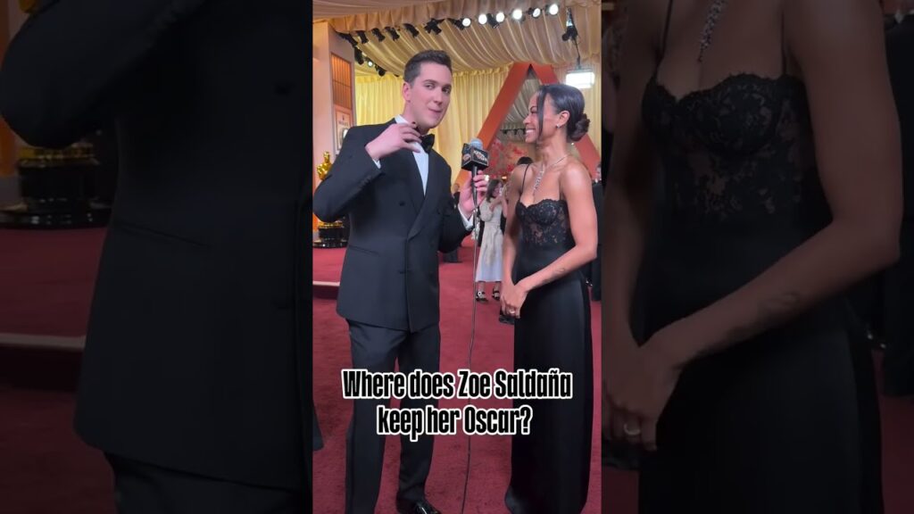 Where does Zoe Saldaña keep her Oscar? #oscars