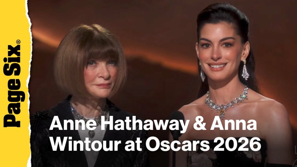 Anne Hathaway wears floral for surprise 'Devil Wears Prada' moment with Anna Wintour at Oscars 2026