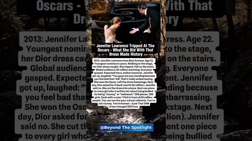 Jennifer Lawrence Tripped At The OscarsWhat She Did With That Dress Made History.#stories