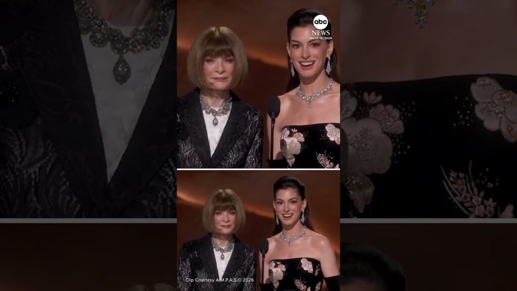 Anne Hathaway and Anna Wintour have 'Devil Wears Prada' moment at 2026 Oscars