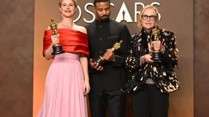 Jessie Buckley, Michael B. Jordan and Amy Madigan at 98th Annual Oscars - Press Room held at Dolby Theatre on March 15, 2026 in Hollywood, California.