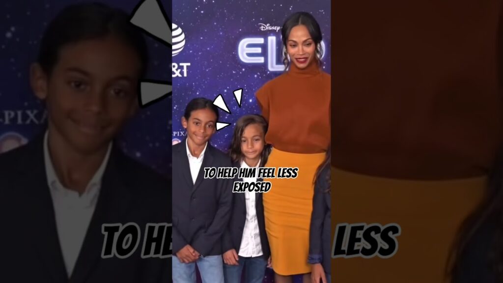 Why did Zoe Saldana nudge her son onthe red carpet?