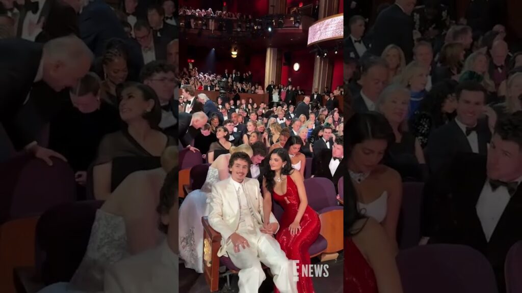 Timothée Chalamet and Kylie Jenner hold hands as they watch the #Oscars. #AwardsSeason