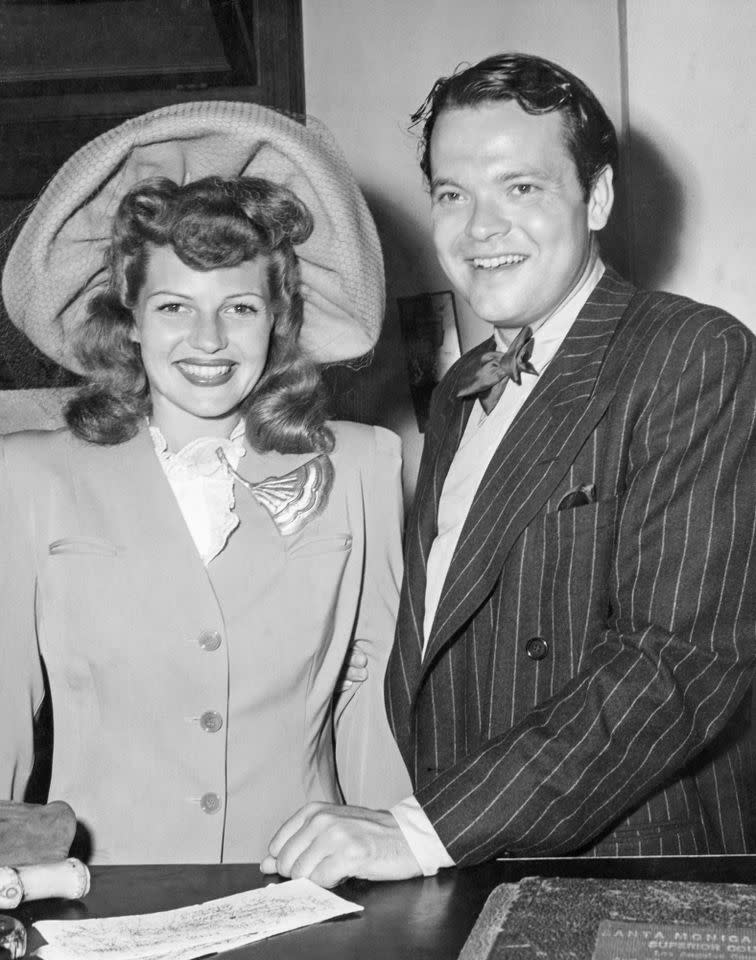 Rita Hayworth and Orson Welles pose for a photo on their wedding day in Santa Monica, Calif., on Sept. 7, 1943Credit: George Rinhart/Corbis via Getty