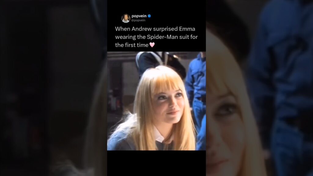 When Andrew Garfield surprised Emma Stone wearing the SpiderMan suit for the first time ❤️