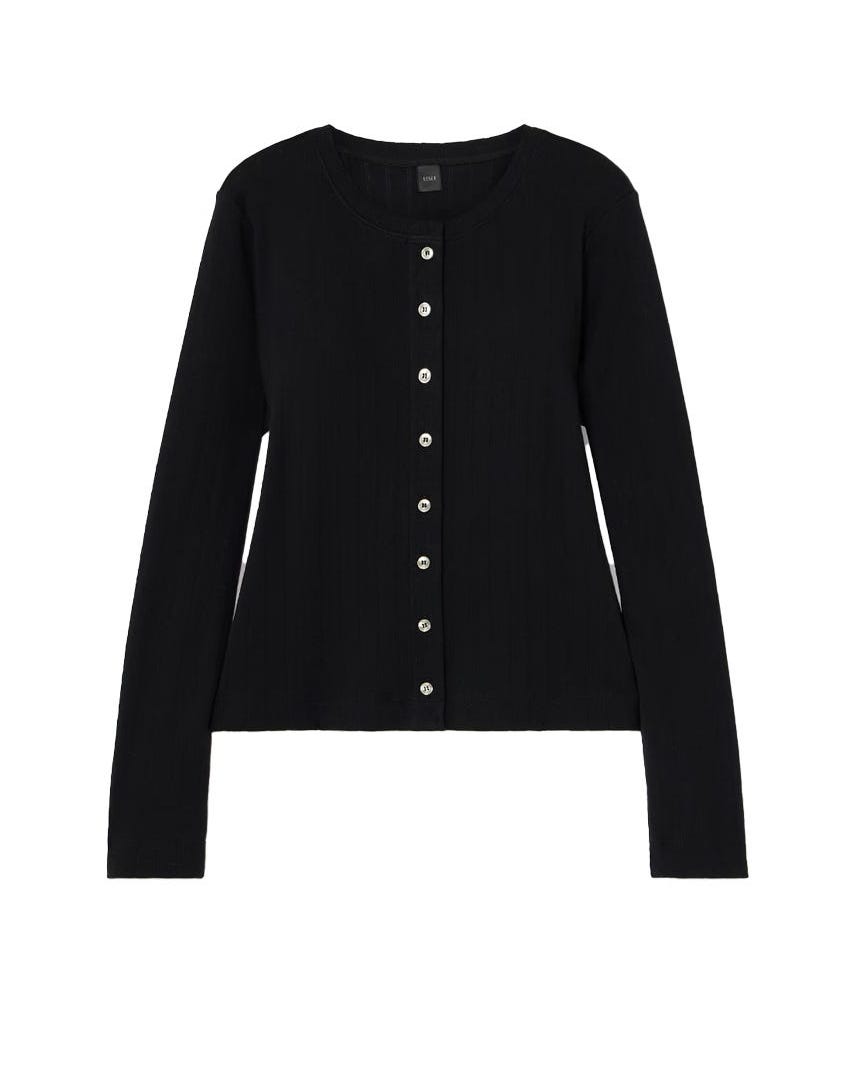 Leset pointelle-knit cotton cardigan