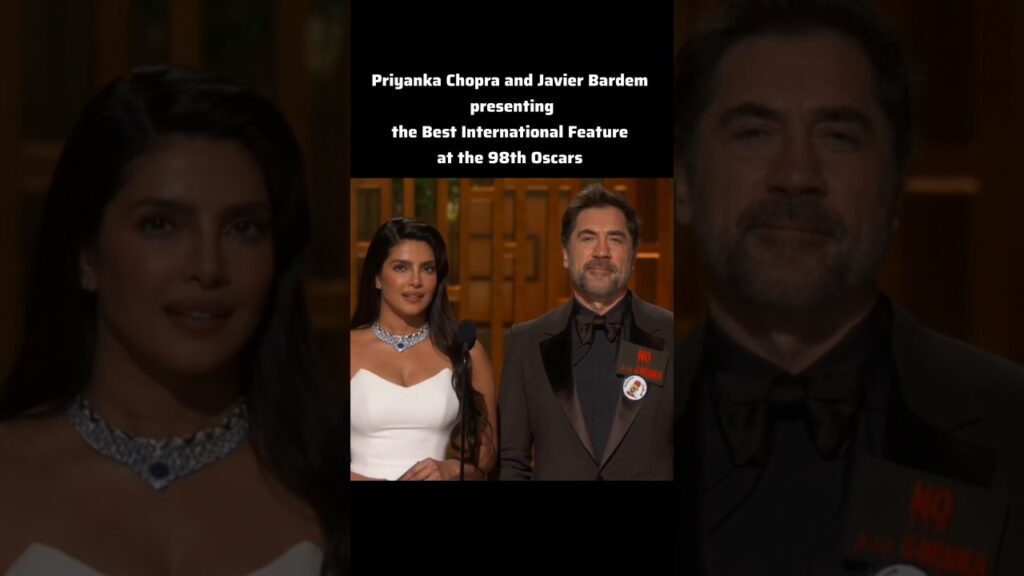 Priyanka Chopra and Javier Bardem presenting at the #Oscars