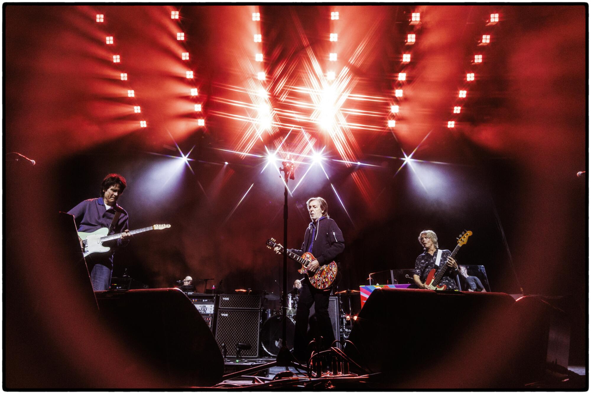 Paul McCartney and his band during sound check for Friday's show.