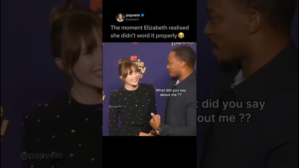 The moment Elizabeth Olsen realised she didn't word it properly 😭