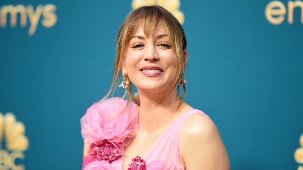 Kaley Cuoco arrives at the 74th Primetime Emmy Awards, Sept. 12, 2022, at the Microsoft Theater in Los Angeles. Cuoco, star of “The Flight Attendant” and “The Big Bang Theory,” posted to Instagram on Saturday, April 1, 2023, that she and fellow actor Tom Pelphrey now have a daughter named Matilda Carmine Richie Pelphrey. (Photo by Richard Shotwell/Invision/AP, File)