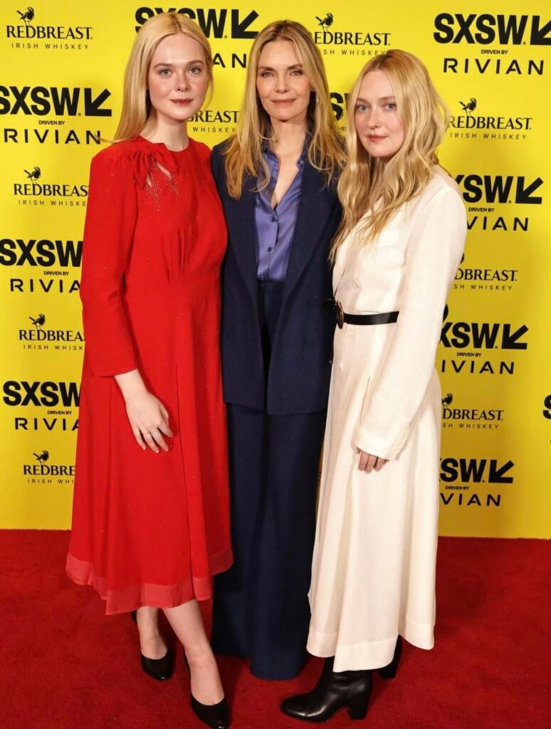 Michelle Pfeiffer reunited with the Fanning sisters while premiering her new series with Elle, "Margo's Got Money Troubles," at SXSW. Michelle and Dakota worked together in the 2001 movie "I Am Sam"