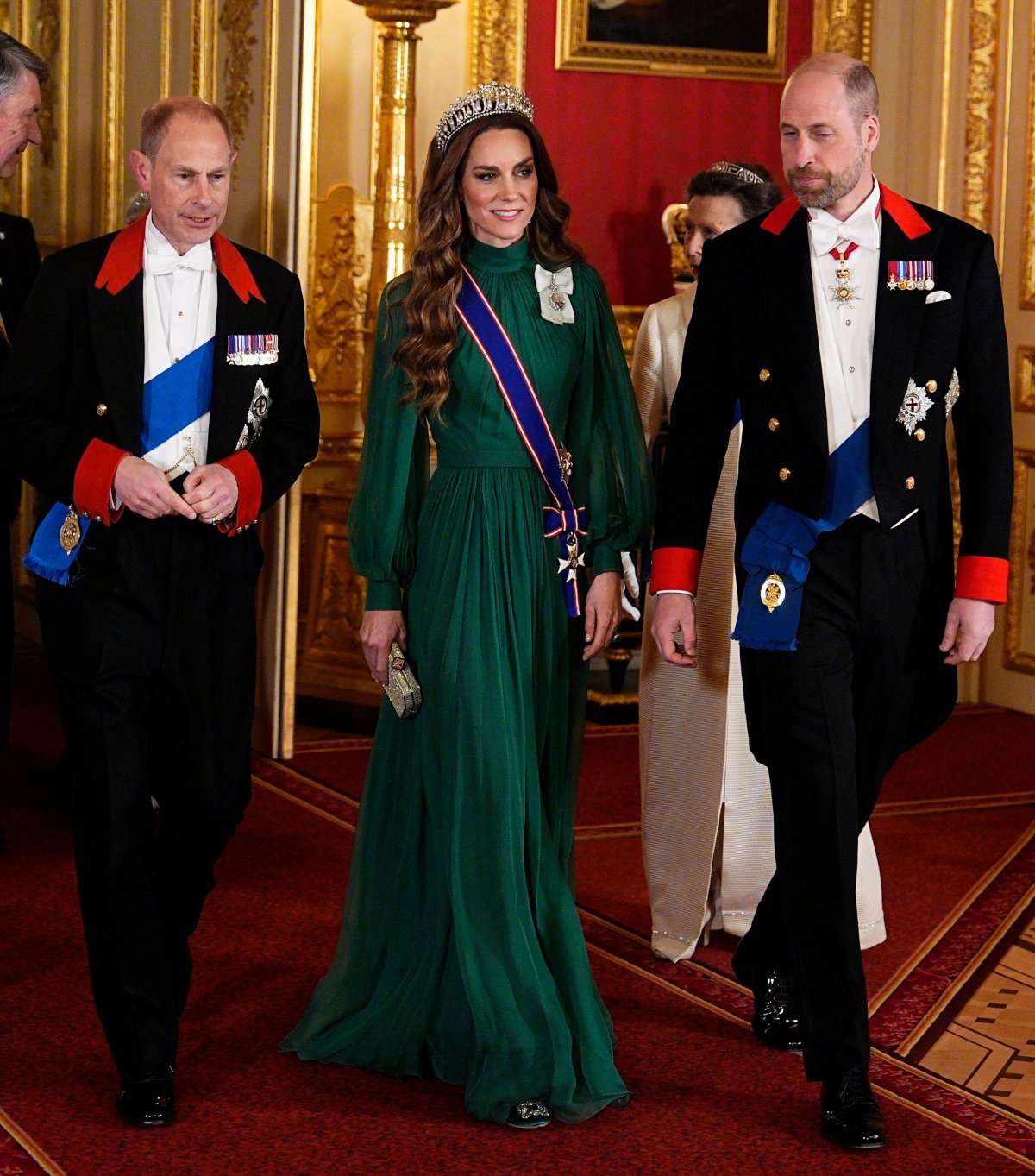 The Prince and Princess of Wales, with the Duke of Edinburgh, attend a state banquet in honor of the President of Nigeria at Windsor Castle on March 18, 2026 (Aaron Chown/PA Images/Alamy)