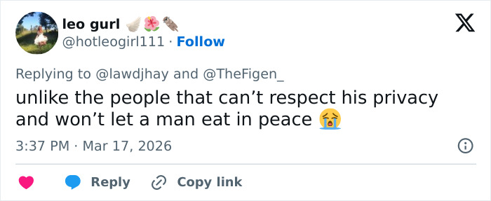 Tweet discussing Michael B. Jordan’s privacy and attention after the Oscars, highlighting public reactions and respect concerns.