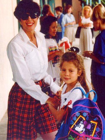 Kris Jenner (left) takes a picture with daughter Khloé Kardashian on the first day of school in 1992Credit: Courtesy Kardashian Family