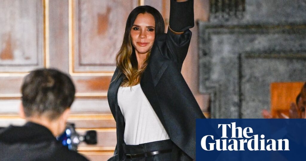 Resurgent Victoria Beckham channels trouser suits and party dresses at Paris show | Victoria Beckham