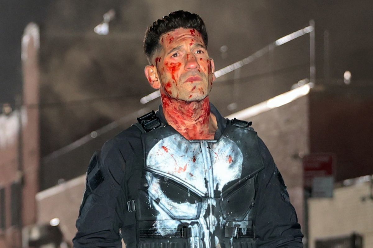 Jon Bernthal is seen on the set of "Daredevil Born Again" in Brooklyn