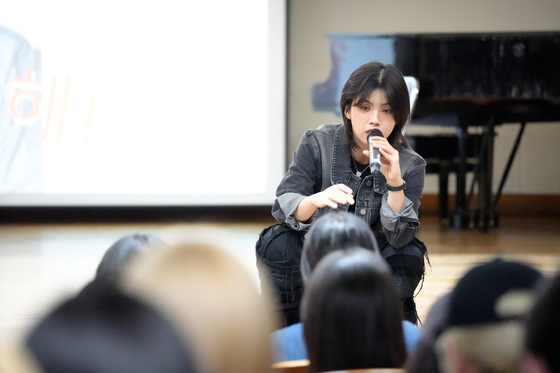 Aiki gives a special lecture to freshmen at Sungshin Women's University's College of Creative Convergence Education on May 13, 2024. [SUNGSHIN WOMEN'S UNIVERSITY]