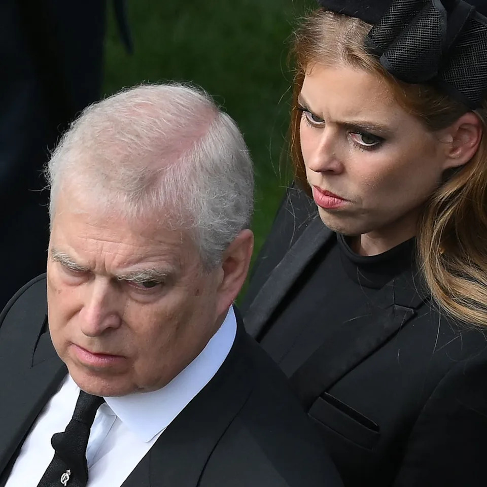  Andrew Mountbatten-Windsor and Princess Beatrice at Queen Elizabeth's funeral. 