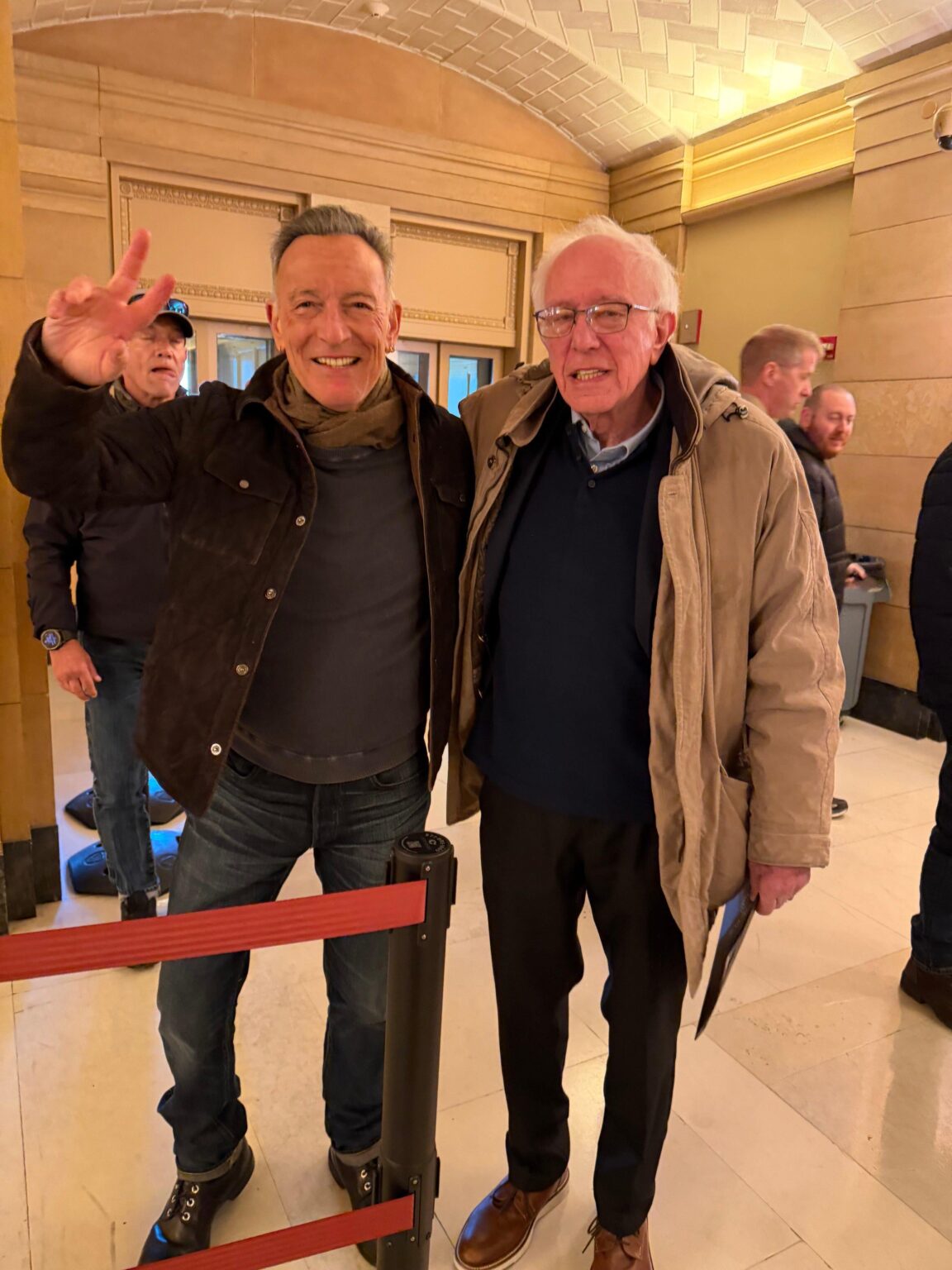 Bruce Springsteen and Senator Bernie Sanders at the No Kings Rally in Minnesota