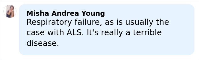 Comment about respiratory failure related to ALS, referencing Eric Dane’s cause of passing revealed after heartbreaking loss.
