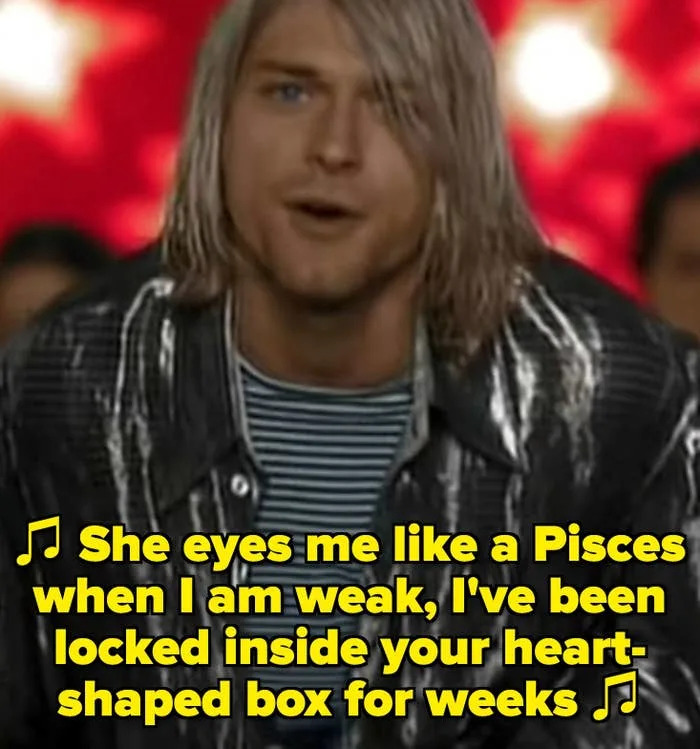 Kurt Cobain in Nirvana's "Heart-Shaped Box" music video