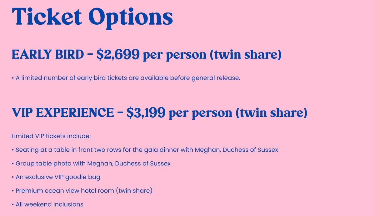 Price list for Meghan Markle's womens-only retreat in Australia