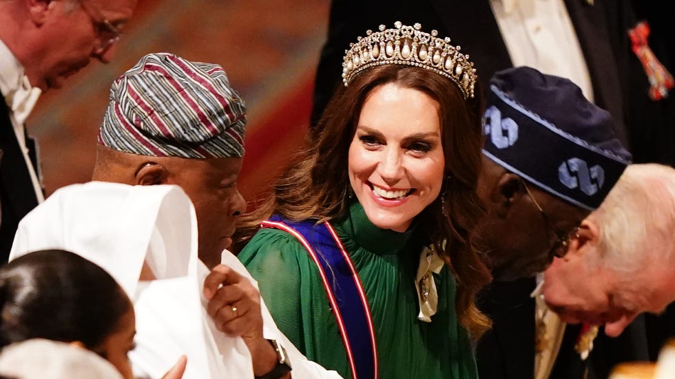 windsor, england march 18: the princess of wales attends the state banquet for president of nigeria bola ahmed tinubu and first lady oluremi tinubu at windsor castle, berkshire, on the first day of state visit by the president of the federal republic of nigeria on march 18, 2026 in windsor, england. president bola tinubu and first lady oluremi tinubu are conducting a historic state visit to the united kingdom, marking the first state visit by a nigerian leader in 37 years and the first to be hosted at windsor castle. (photo by aaron chown wpa pool/getty images)