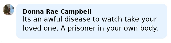 Comment by Donna Rae Campbell expressing sorrow about a loved one lost to an awful disease, relating to Eric Dane’s cause of passing.