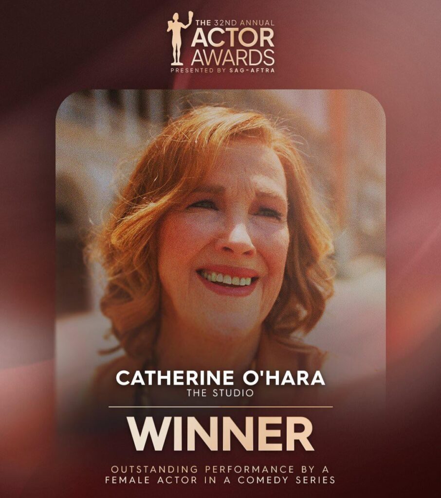 Catherine O’Hara wins posthumous Actor Award for Outstanding Performance by a Female Actor in a Comedy Series
