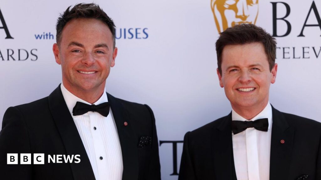 Ant and Dec in dinner jackets and bow ties at the 2024 Bafta TV Awards
