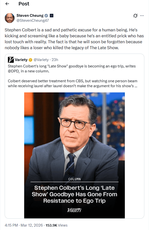 White House communication director: "Stephen Colbert is a sad and pathetic excuse for a human being...."