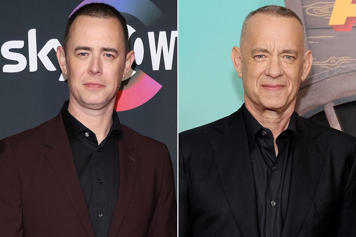 Colin Hanks attends the Amsterdam launch party of SkyShowtime on Nov. 3, 2022; Tom Hanks attends the N.Y.C. premiere of 'Asteroid City' on June 13, 2023Credit: Tim P. Whitby/Getty, Dia Dipasupil/Getty