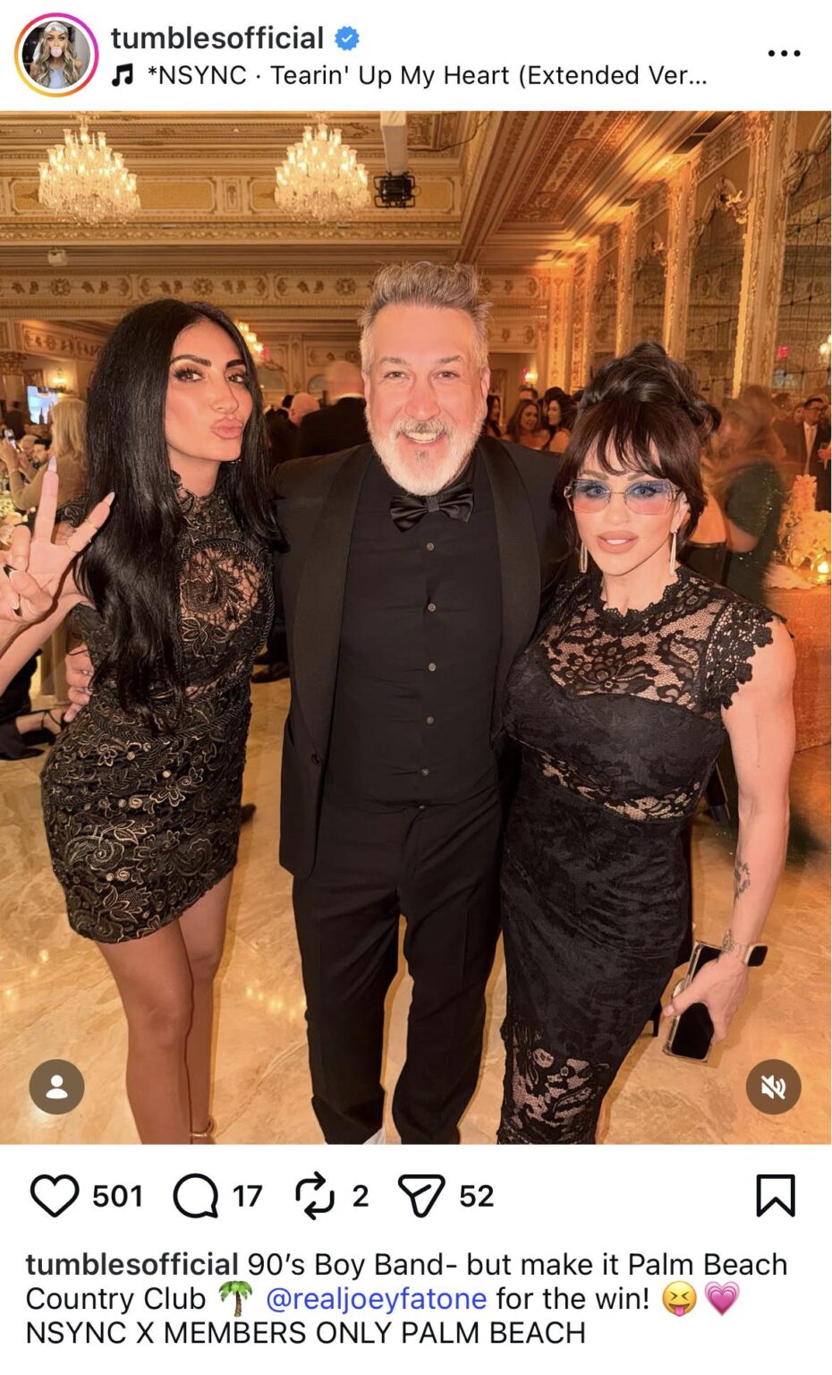 Joey Fatone of *NSYNC at the Mar-a-Largo in Palm Beach, Florida with Maria Cozamnis aka DJ Tumbles.