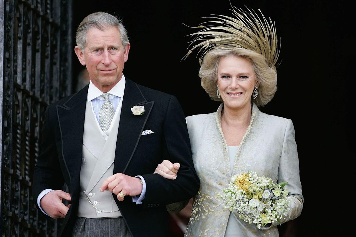 TRH Prince Charles, the Prince of Wales, and his wife Camilla, the Duchess Of Cornwall, attend the Service of Prayer and Dedication following their marriage at The Guildhall, at Windsor Castle on April 9, 2005 in Berkshire, England.Credit: Anwar Hussein/Getty