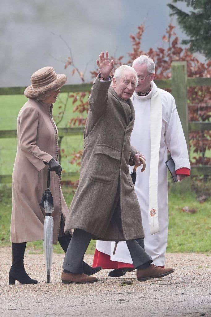 King Charles III and Queen Camilla heading into church
