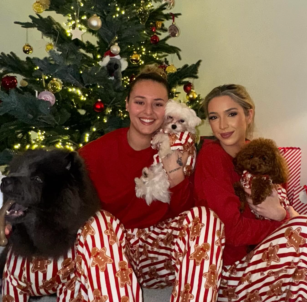GK Barry celebrity sabotage holidaythemed family photo with dogs