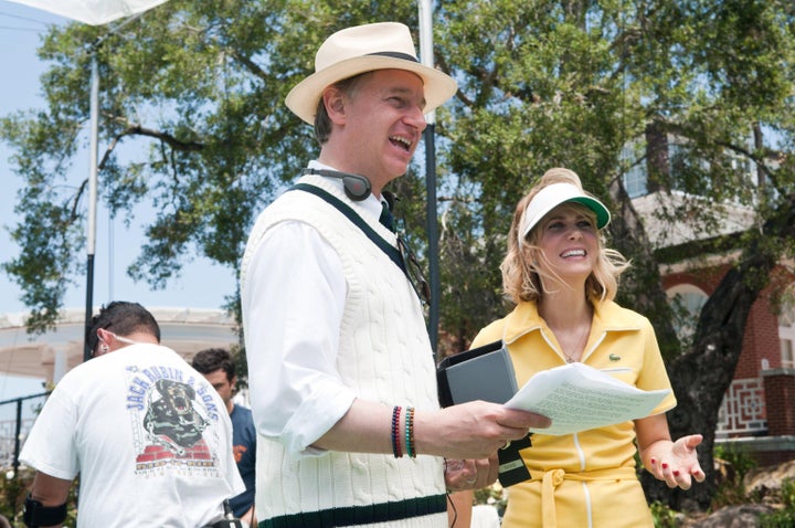 Paul Feig and Kristen Wiig on the set of Bridesmaids