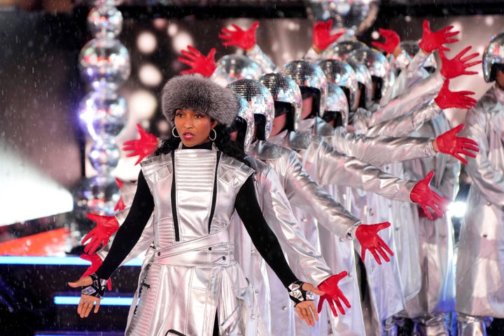 TLC's Rozonda "Chilli" Thomas performs during a Times Square New Year's Eve celebration on Dec. 31, 2024.