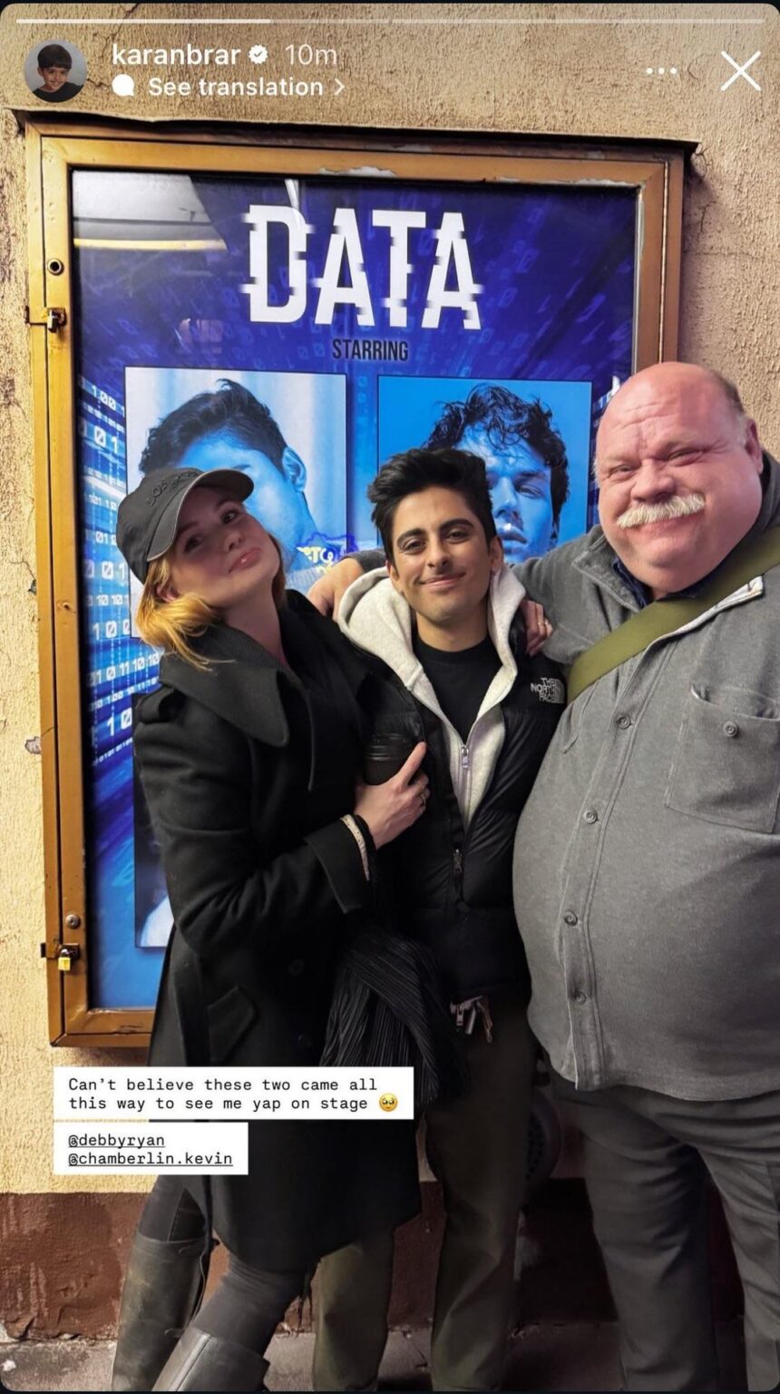 ‘Jessie’ stars Karan Brar, Debby Ryan, Peyton List, and Kevin Chamberlin reunited after a performance of Brar’s theater debut, ‘Data’.