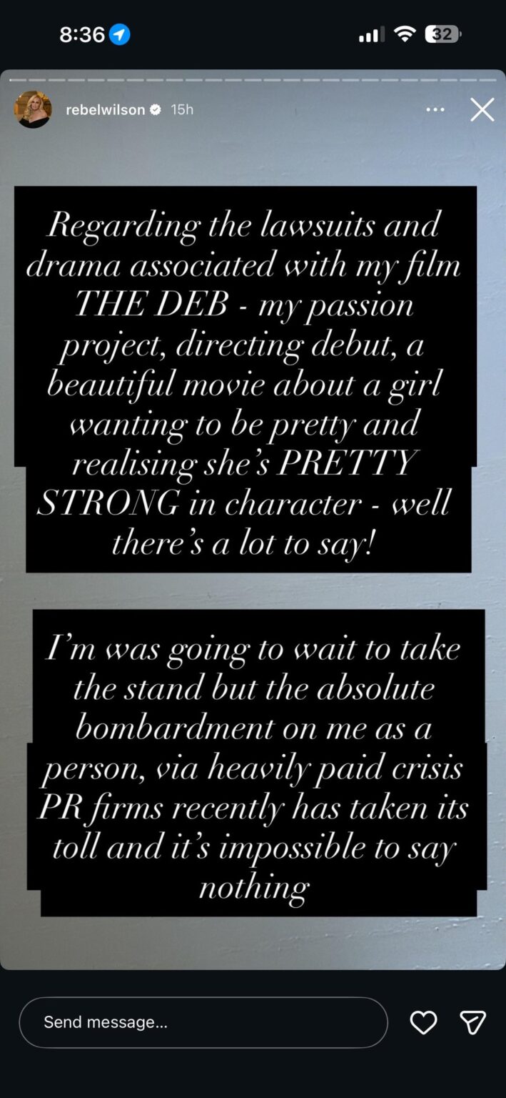 Rebel Wilson breaks silence on instagram regarding recent lawsuits and articles