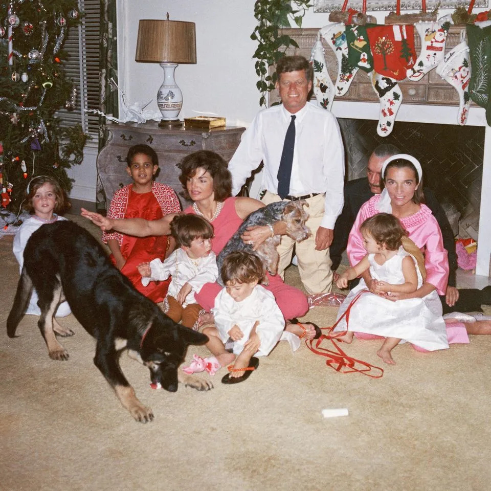 President John F. Kennedy and first lady Jacqueline Kennedy with their extended family at the White House in Washington, D.C. on December 25, 1962Credit: John F. Kennedy Library/Courtesy of Getty