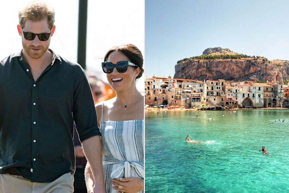 Prince Harry and Meghan Markle in 2018; the Mediterranean.Credit: Samir Hussein/WireImage, Federico Scotto/Getty